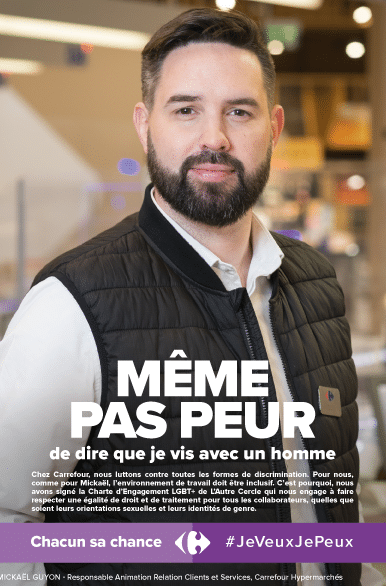Affiche "même pas peur de dire que je vis avec un homme" #JeVeuxJePeux
